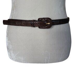 Amiee Lynn brown genuine snakeskin adjustable belt women's large